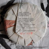 Pu'er sheng pu spring harvest vintage and aged in pressed cake, from Lunan Pasha Yunnan, Ancient trees gushu